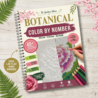 Botanical Color by Number Book for Adults | 40+ Floral Designs for Stress Relief