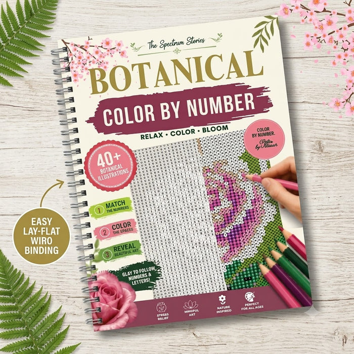 Botanical Color by Number Book for Adults