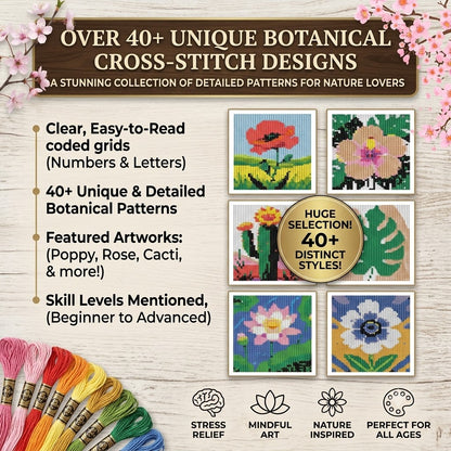 Botanical Color by Number Book for Adults | 40+ Floral Designs for Stress Relief