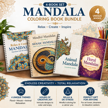 Mandala Coloring Book Bundle (4 Books Set)