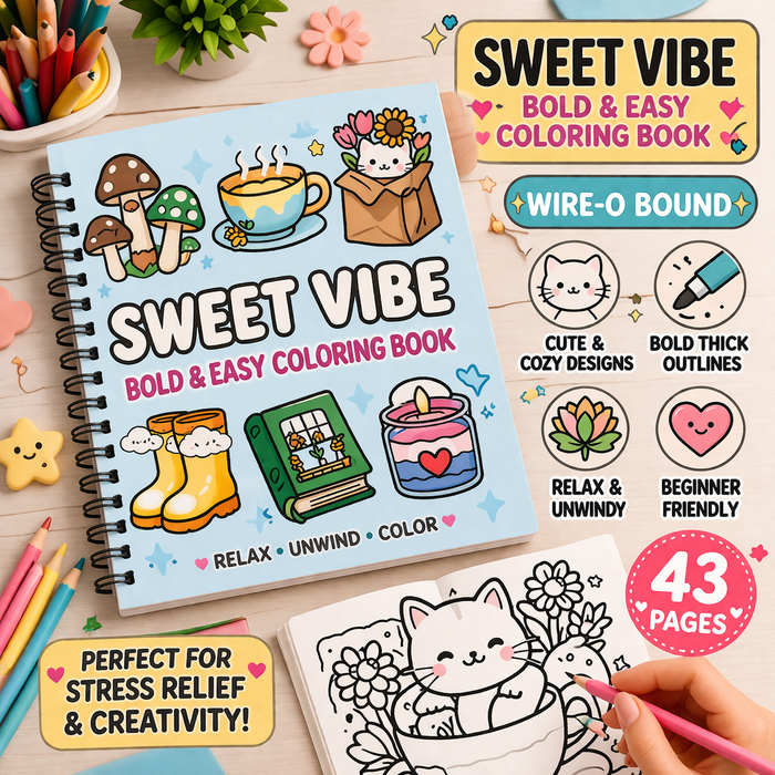 Sweet Vibes| Bold & Easy Coloring Book