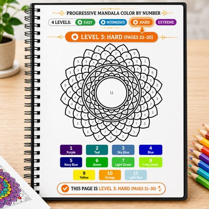 Progressive Complexity Color by Number Mandala Coloring Book