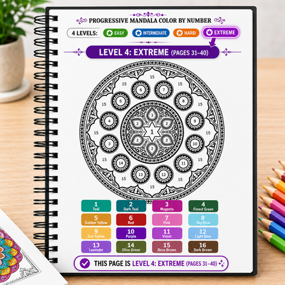 Progressive Complexity Color by Number Mandala Coloring Book