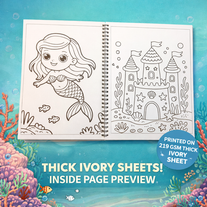 Mermaid Coloring Book for Kids | 40+ Cute Illustrations | A4 Wiro Bound | Thick 210 GSM Ivory Pages | Screen-Free Fun The Spe