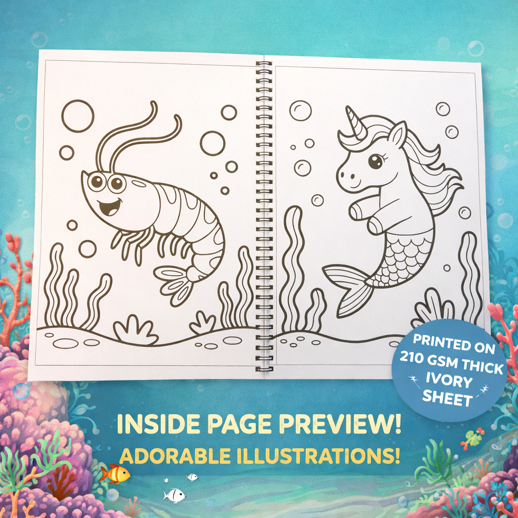 Mermaid Coloring Book for Kids | 40+ Cute Illustrations | A4 Wiro Bound | Thick 210 GSM Ivory Pages | Screen-Free Fun The Spe