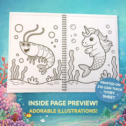 Mermaid Coloring Book for Kids | 40+ Cute Illustrations | A4 Wiro Bound | Thick 210 GSM Ivory Pages | Screen-Free Fun The Spe