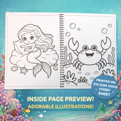 Mermaid Coloring Book for Kids | 40+ Cute Illustrations | A4 Wiro Bound | Thick 210 GSM Ivory Pages | Screen-Free Fun The Spe