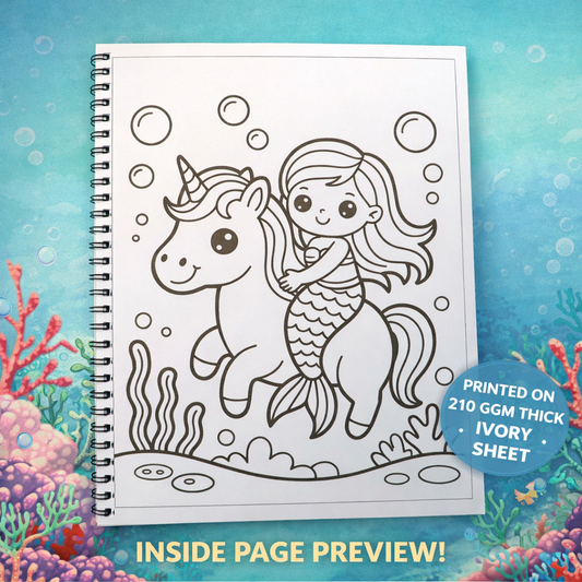 Mermaid Coloring Book for Kids | 40+ Cute Illustrations | A4 Wiro Bound | Thick 210 GSM Ivory Pages | Screen-Free Fun The Spe