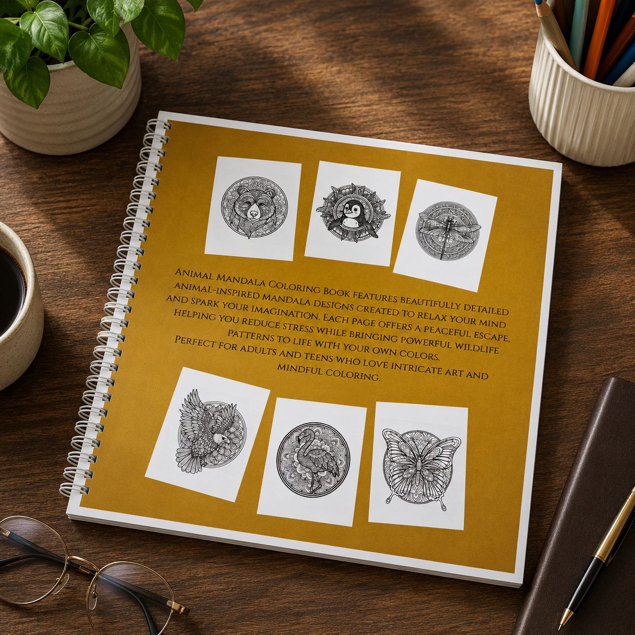 New Updated Version Animal Mandala Coloring Book