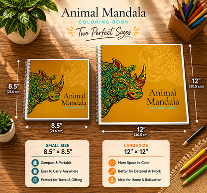New Updated Version Animal Mandala Coloring Book