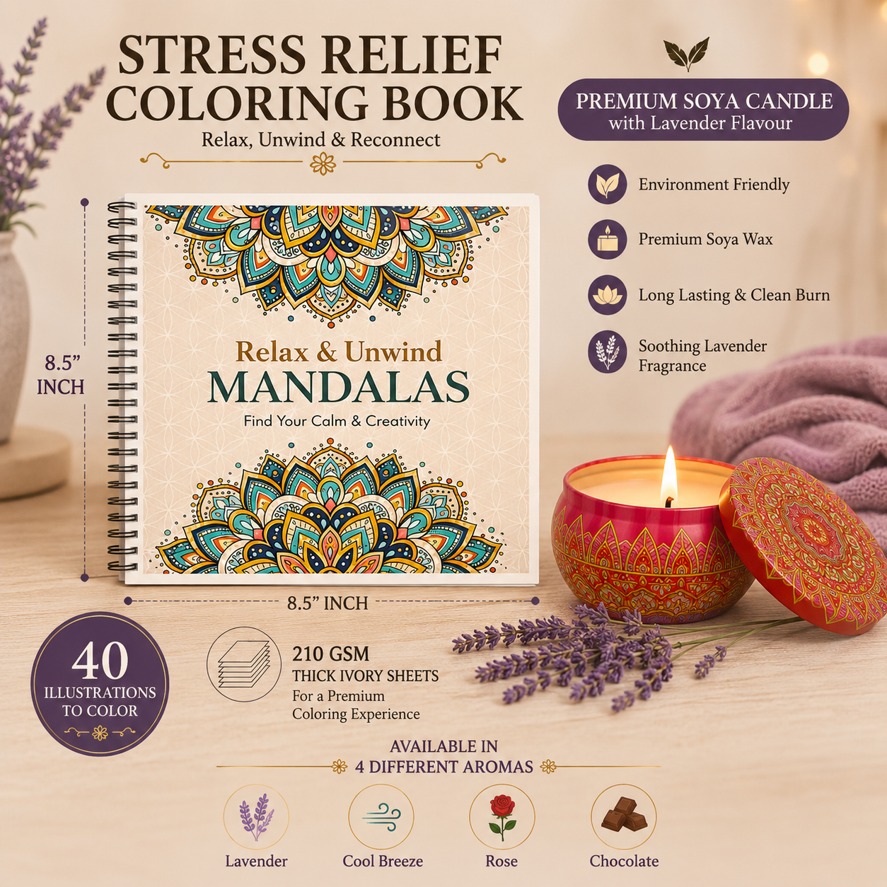 Mindful Mandalas: Adult Coloring Book for Stress Relief & Relaxation