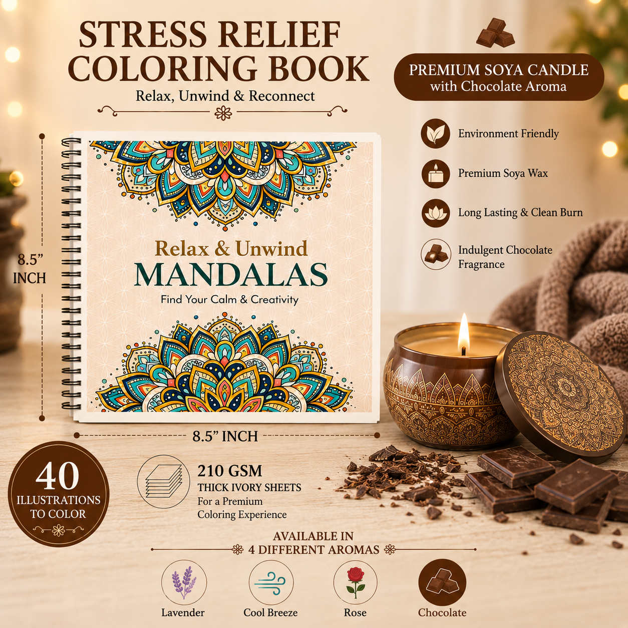 Mindful Mandalas: Adult Coloring Book for Stress Relief & Relaxation