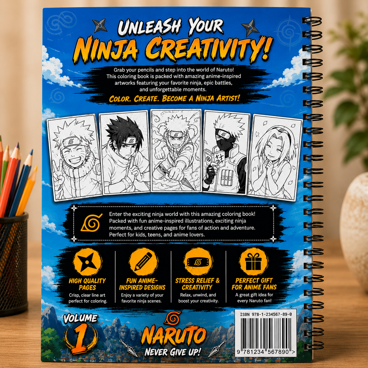 🍥 Naruto Coloring Book – Volume 1