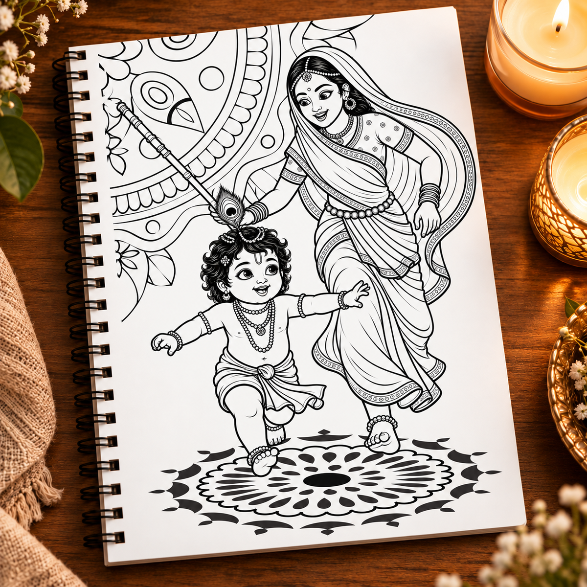 Bal Krishna Mandala Coloring Book