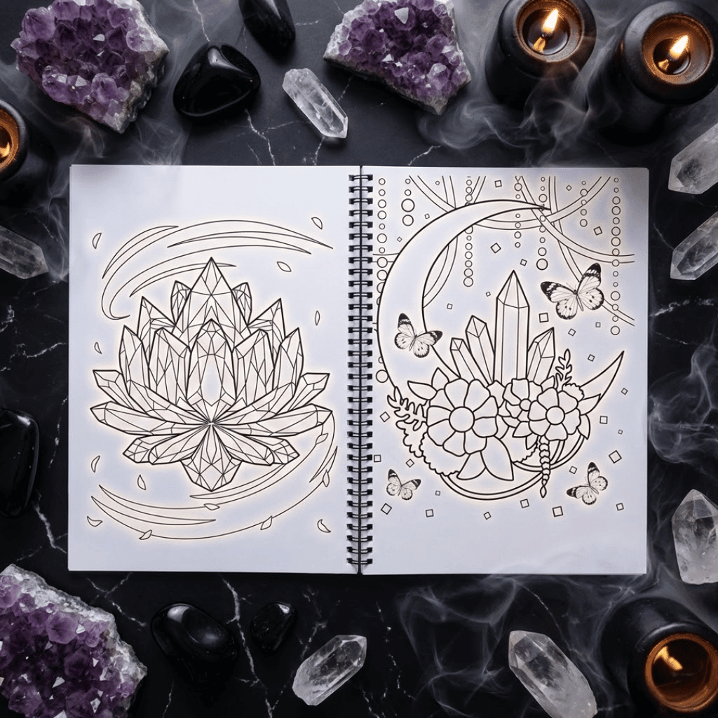 Crystal Aura Coloring Book – Spiritual Art for Calm & Creativity