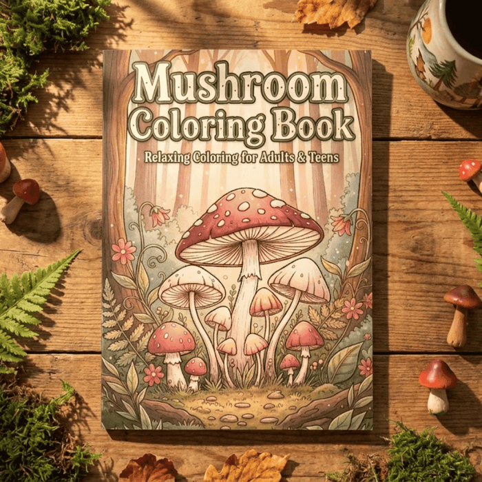 Enchanted Mushroom Coloring Book – Cozy Forest Art for Relaxation