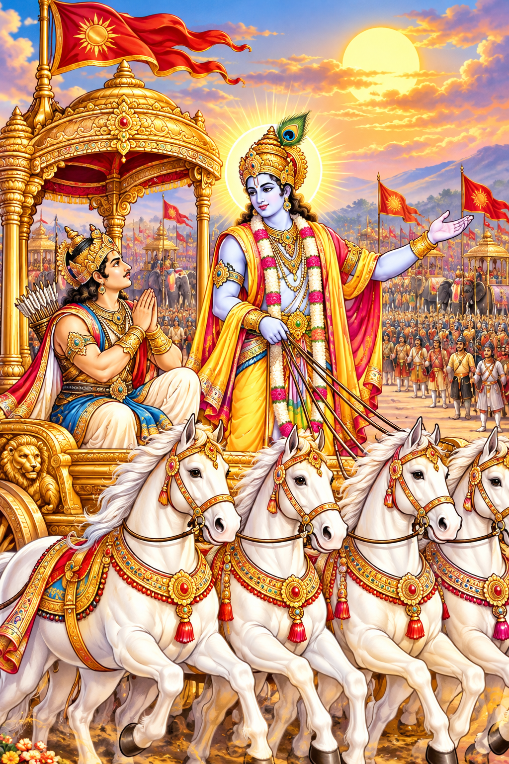 Krishna Guides Arjuna on Kurukshetra