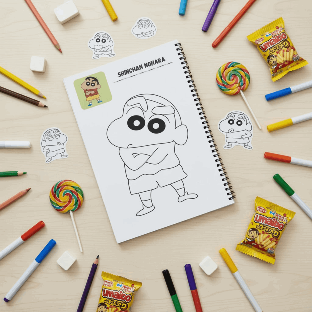 Shinchan Coloring Book for Kids – Fun Activity Book for Boys & Girls | 8.5x11 Big Pages