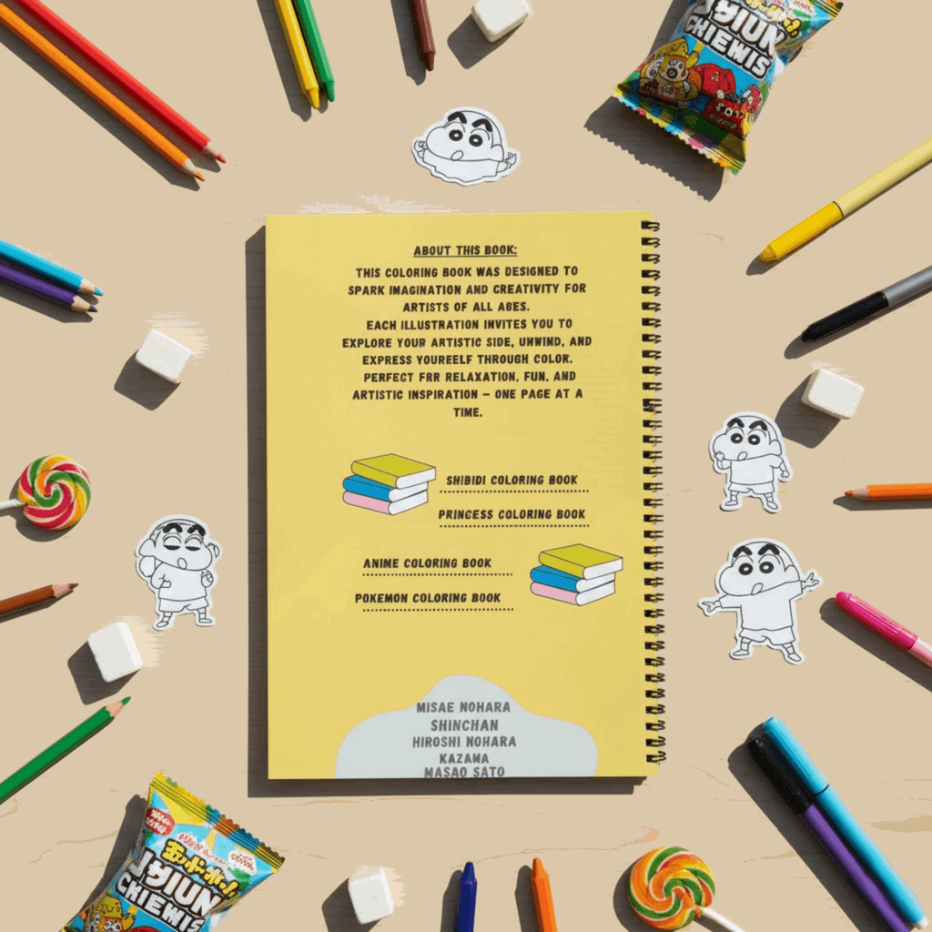 Shinchan Coloring Book for Kids – Fun Activity Book for Boys & Girls | 8.5x11 Big Pages