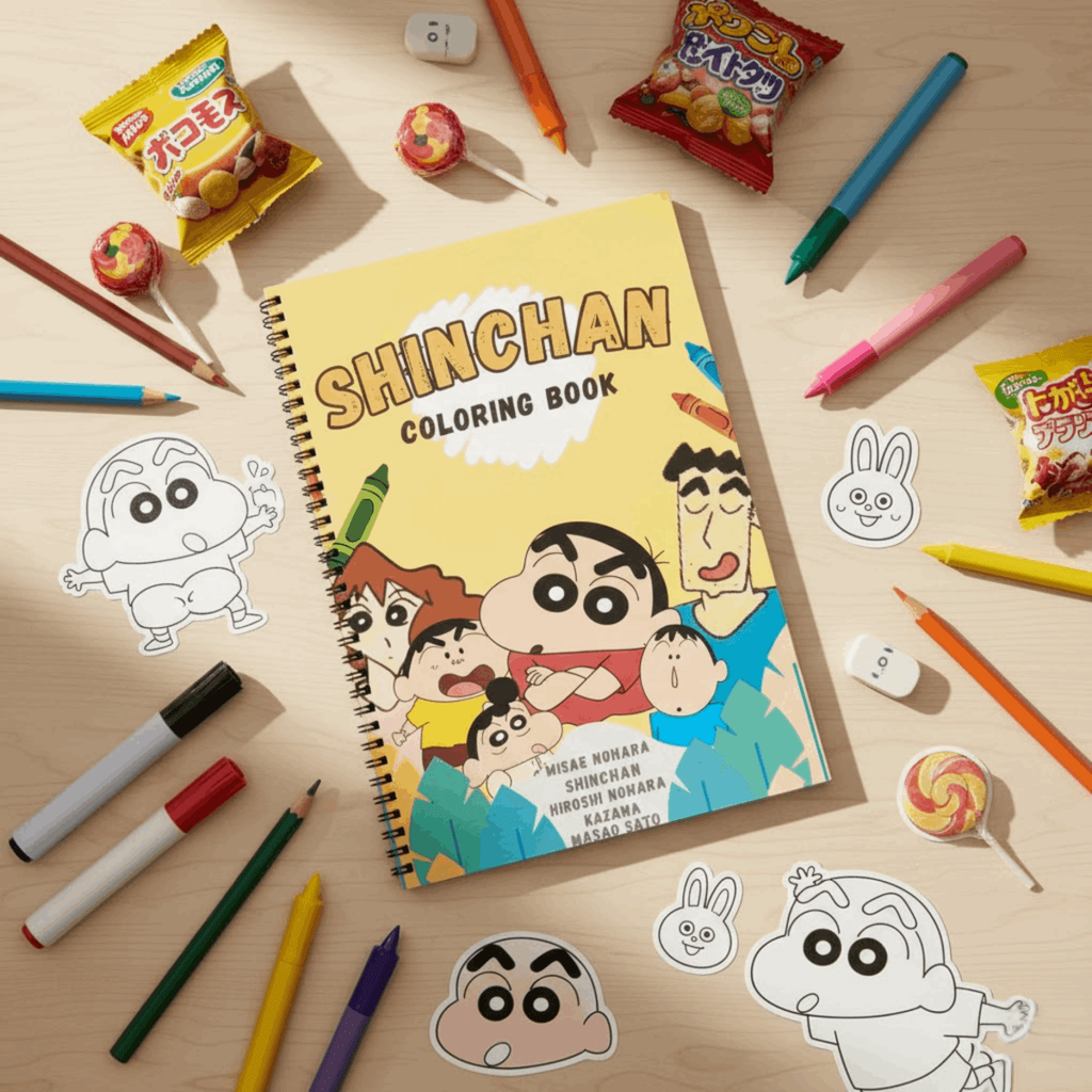 Shinchan Coloring Book for Kids – Fun Activity Book for Boys & Girls | 8.5x11 Big Pages